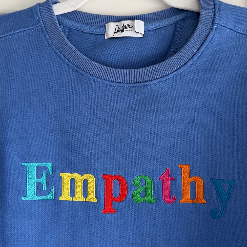 THE MAYFAIR GROUP EMPATHY ALWAYS SWEATSHIRT BLUE ONE SIZE S/M - Picture 7 of 8